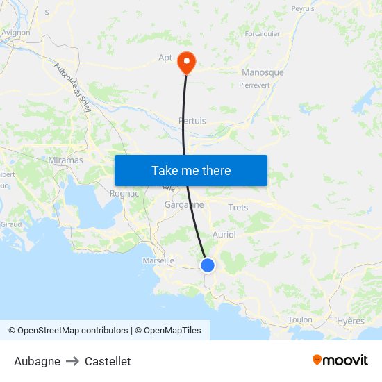 Aubagne to Castellet map