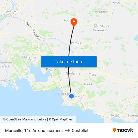 Marseille, 11e Arrondissement to Castellet map