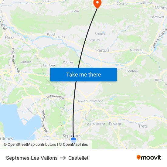 Septèmes-Les-Vallons to Castellet map