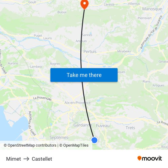 Mimet to Castellet map