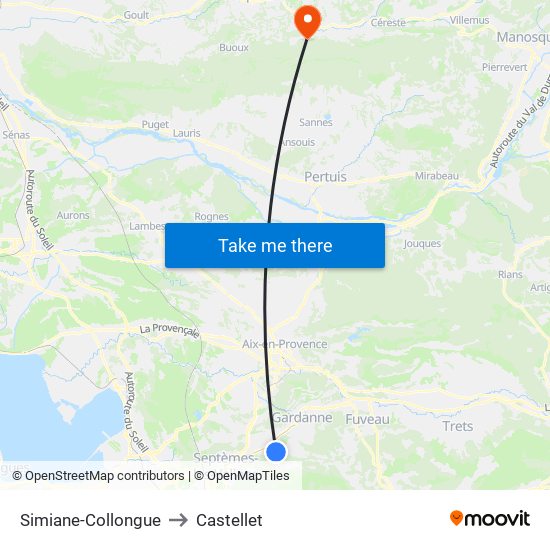 Simiane-Collongue to Castellet map