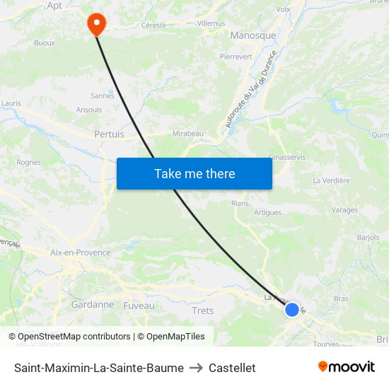 Saint-Maximin-La-Sainte-Baume to Castellet map