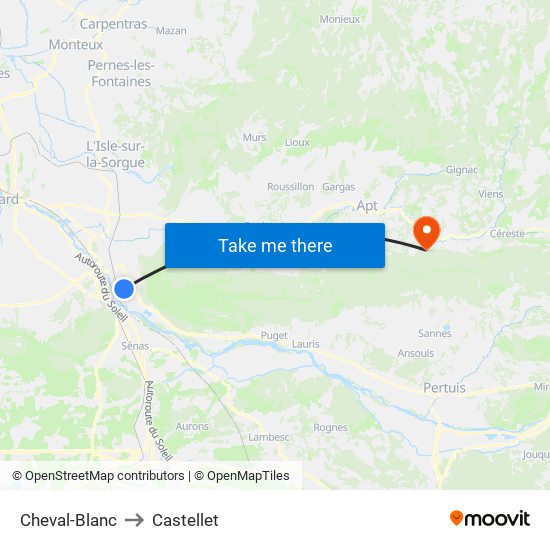 Cheval-Blanc to Castellet map