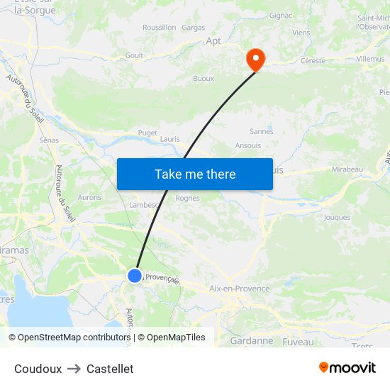 Coudoux to Castellet map