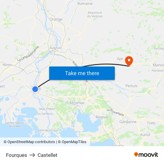 Fourques to Castellet map