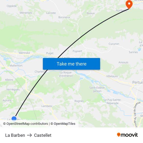 La Barben to Castellet map