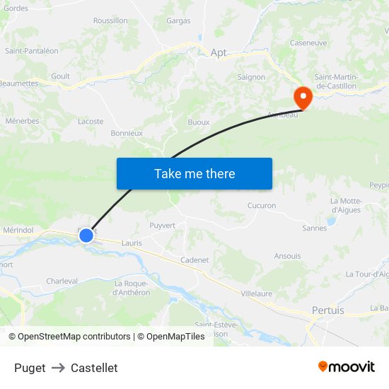 Puget to Castellet map