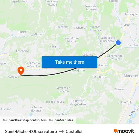 Saint-Michel-L'Observatoire to Castellet map