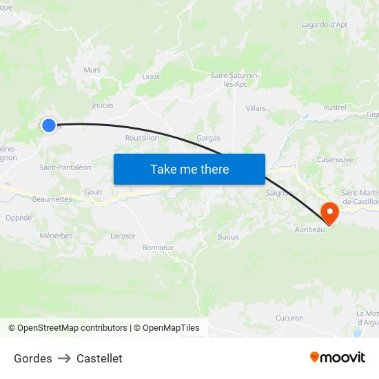 Gordes to Castellet map