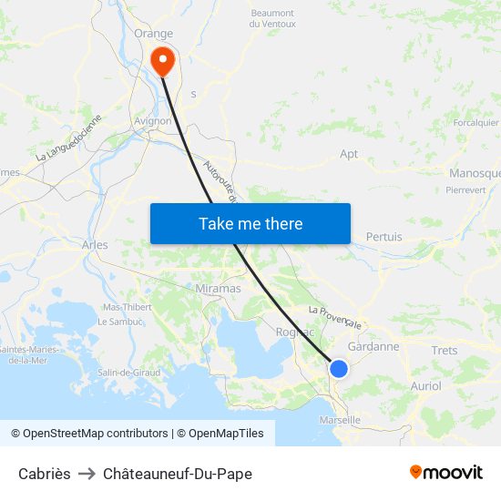 Cabriès to Châteauneuf-Du-Pape map