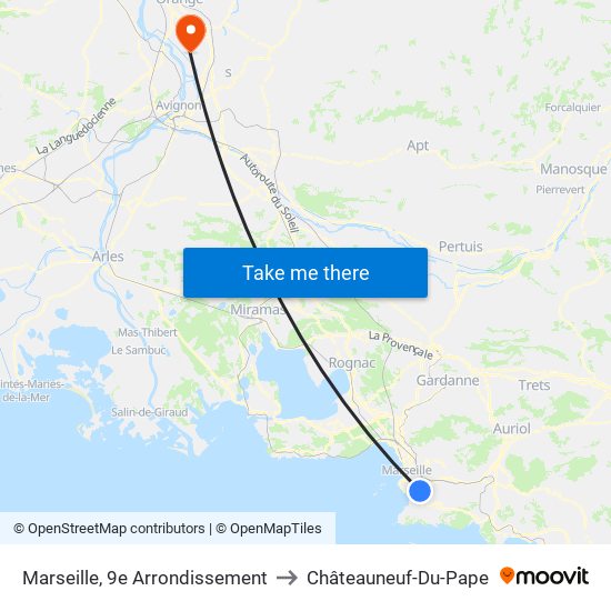 Marseille, 9e Arrondissement to Châteauneuf-Du-Pape map