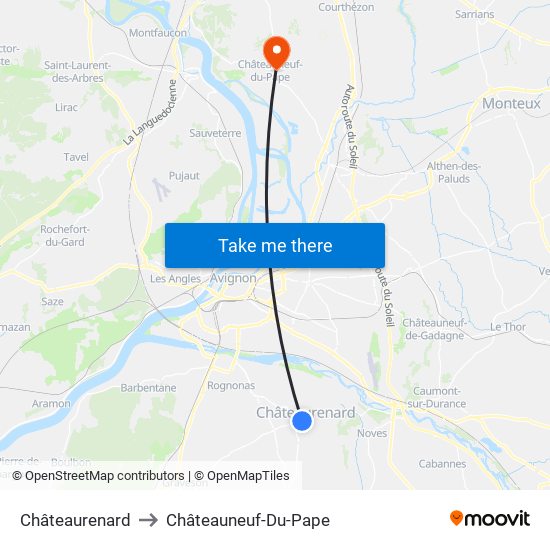 Châteaurenard to Châteauneuf-Du-Pape map