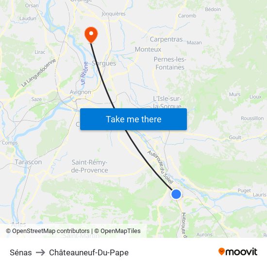 Sénas to Châteauneuf-Du-Pape map