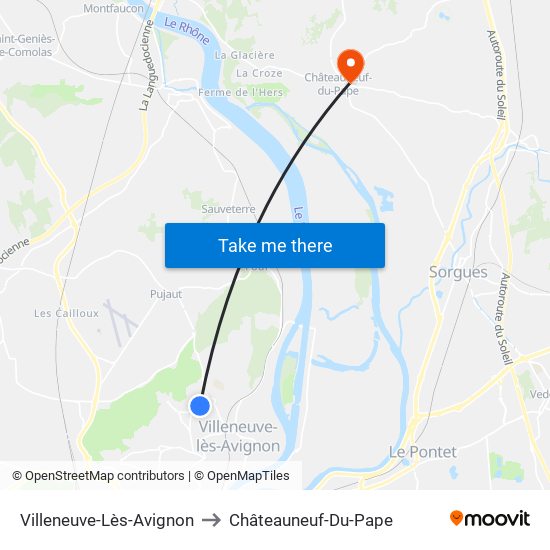 Villeneuve-Lès-Avignon to Châteauneuf-Du-Pape map