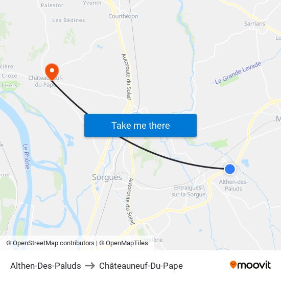 Althen-Des-Paluds to Châteauneuf-Du-Pape map