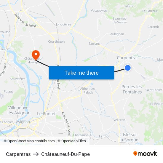 Carpentras to Châteauneuf-Du-Pape map