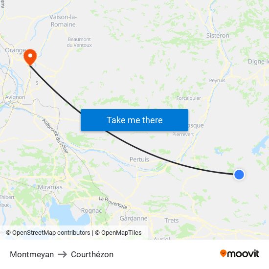 Montmeyan to Courthézon map