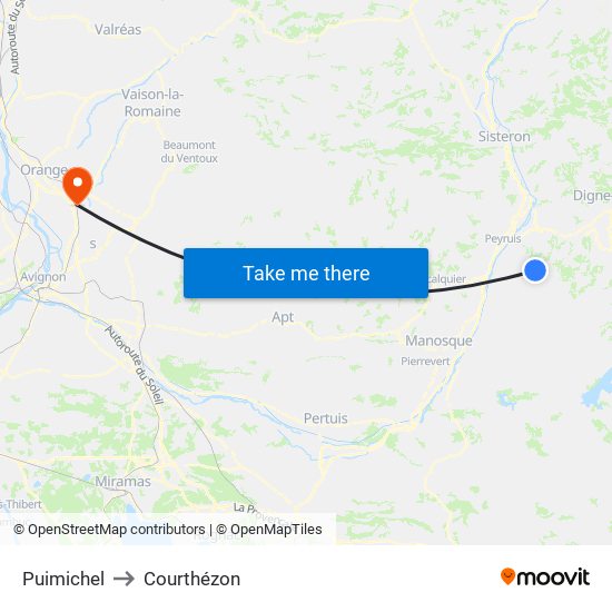 Puimichel to Courthézon map