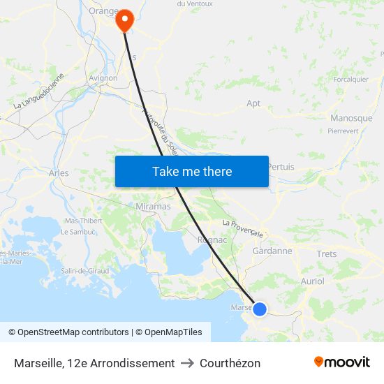 Marseille, 12e Arrondissement to Courthézon map