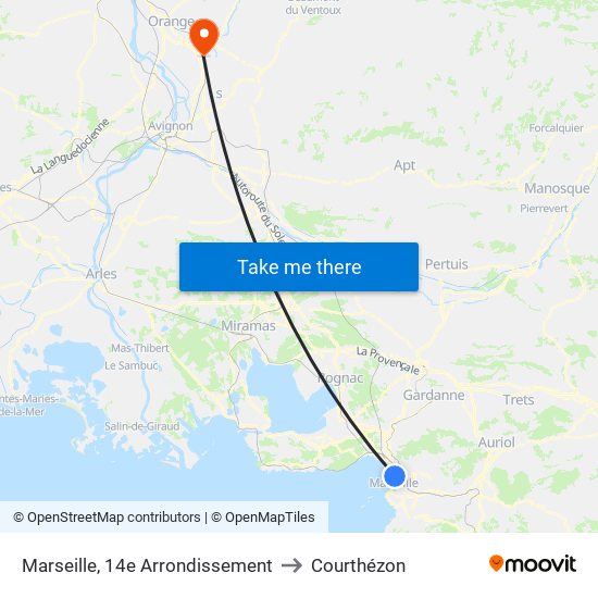 Marseille, 14e Arrondissement to Courthézon map