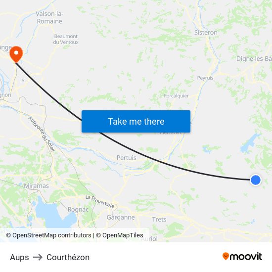Aups to Courthézon map