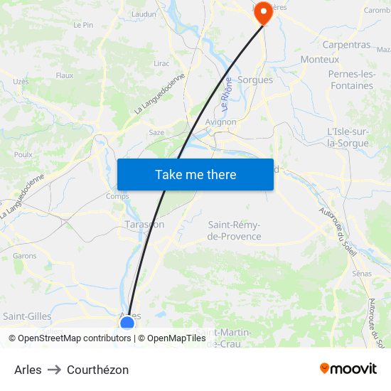 Arles to Courthézon map
