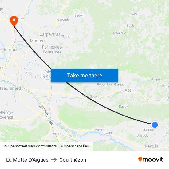La Motte-D'Aigues to Courthézon map
