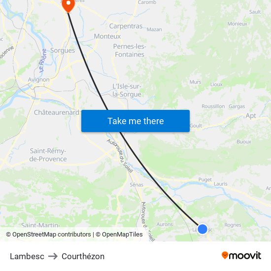 Lambesc to Courthézon map