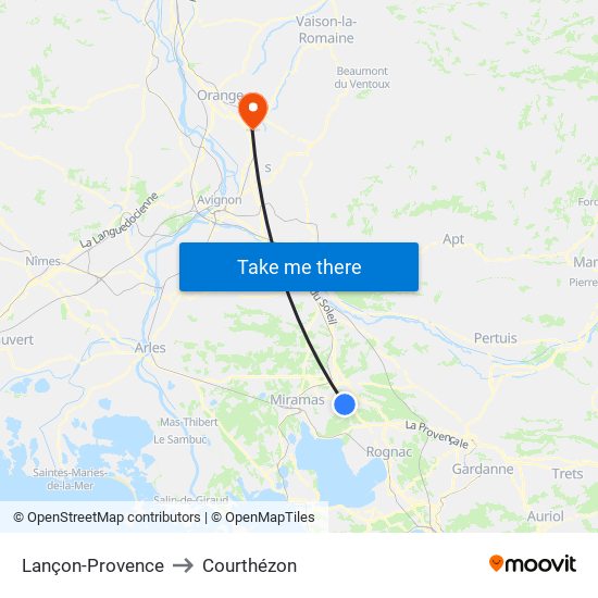 Lançon-Provence to Courthézon map