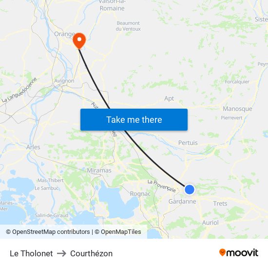Le Tholonet to Courthézon map