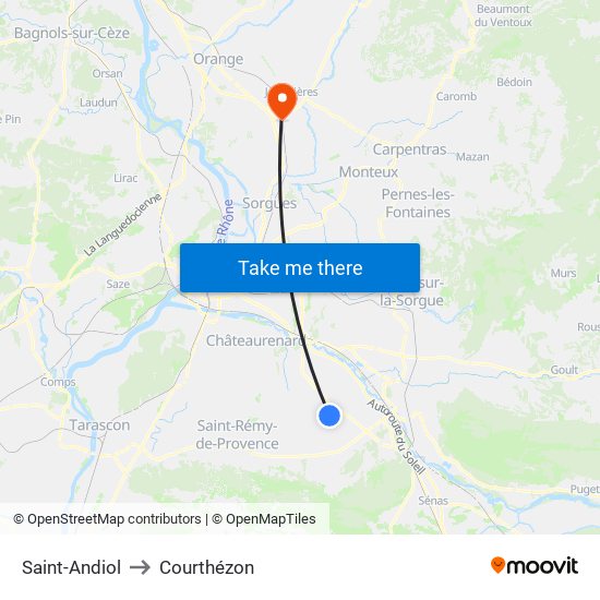 Saint-Andiol to Courthézon map