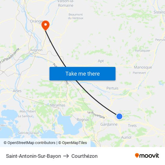 Saint-Antonin-Sur-Bayon to Courthézon map