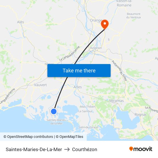 Saintes-Maries-De-La-Mer to Courthézon map