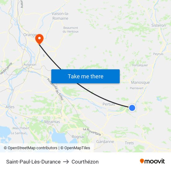 Saint-Paul-Lès-Durance to Courthézon map