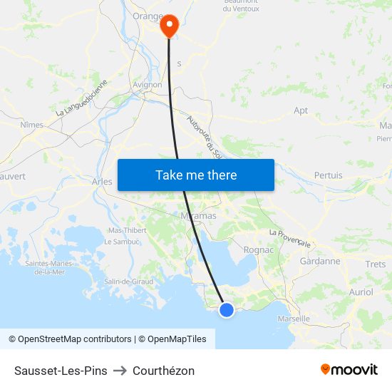 Sausset-Les-Pins to Courthézon map