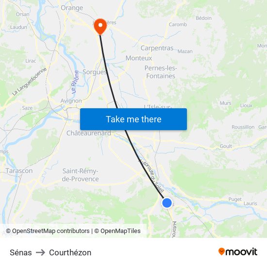 Sénas to Courthézon map