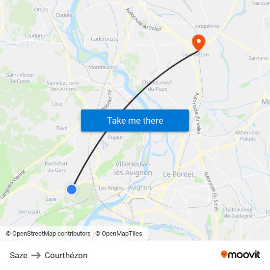 Saze to Courthézon map
