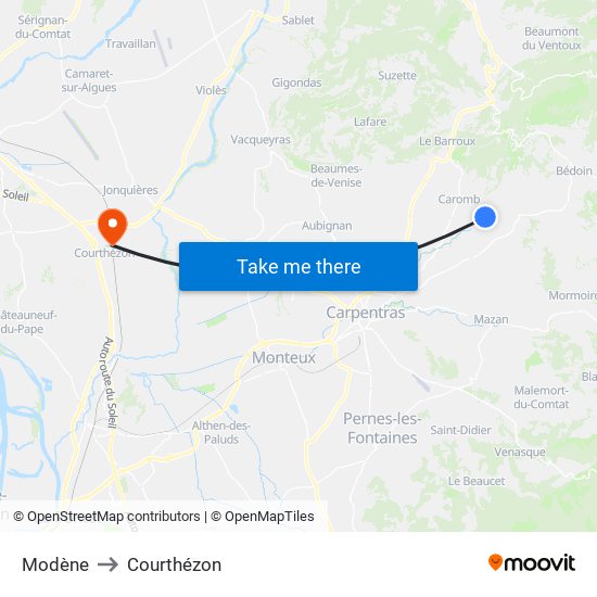 Modène to Courthézon map