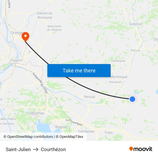 Saint-Julien to Courthézon map