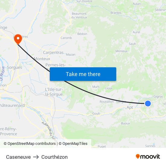 Caseneuve to Courthézon map
