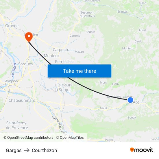 Gargas to Courthézon map