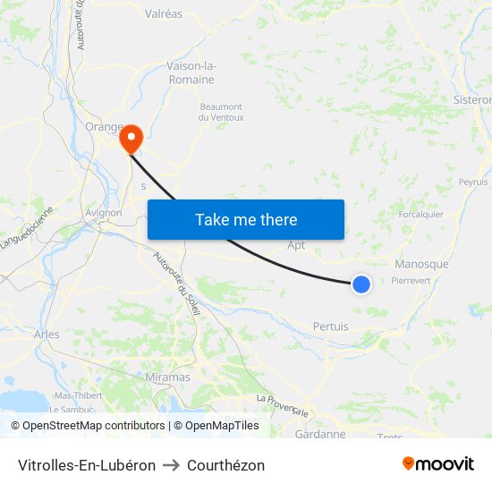 Vitrolles-En-Lubéron to Courthézon map