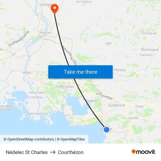 Nédelec St Charles to Courthézon map