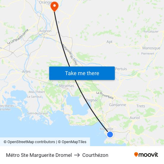 Métro Ste Marguerite Dromel to Courthézon map