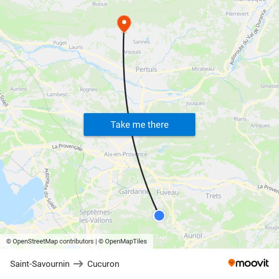 Saint-Savournin to Cucuron map