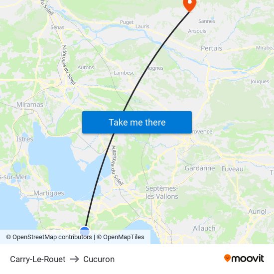 Carry-Le-Rouet to Cucuron map