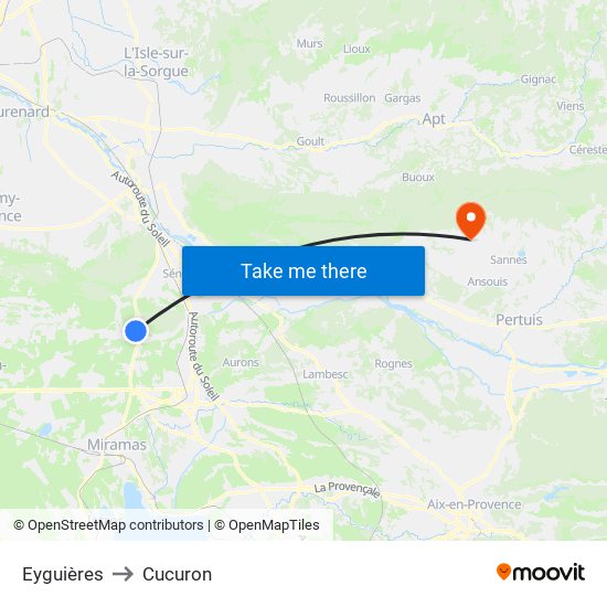 Eyguières to Cucuron map
