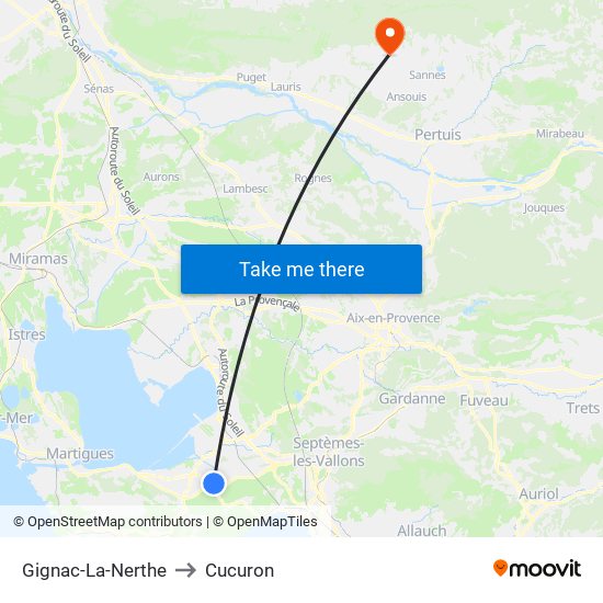 Gignac-La-Nerthe to Cucuron map