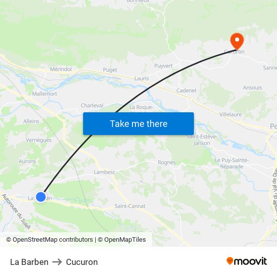 La Barben to Cucuron map