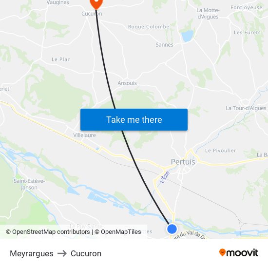 Meyrargues to Cucuron map